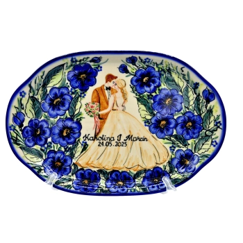 Taca ceramiczna z malowidłem w dniu ślubu